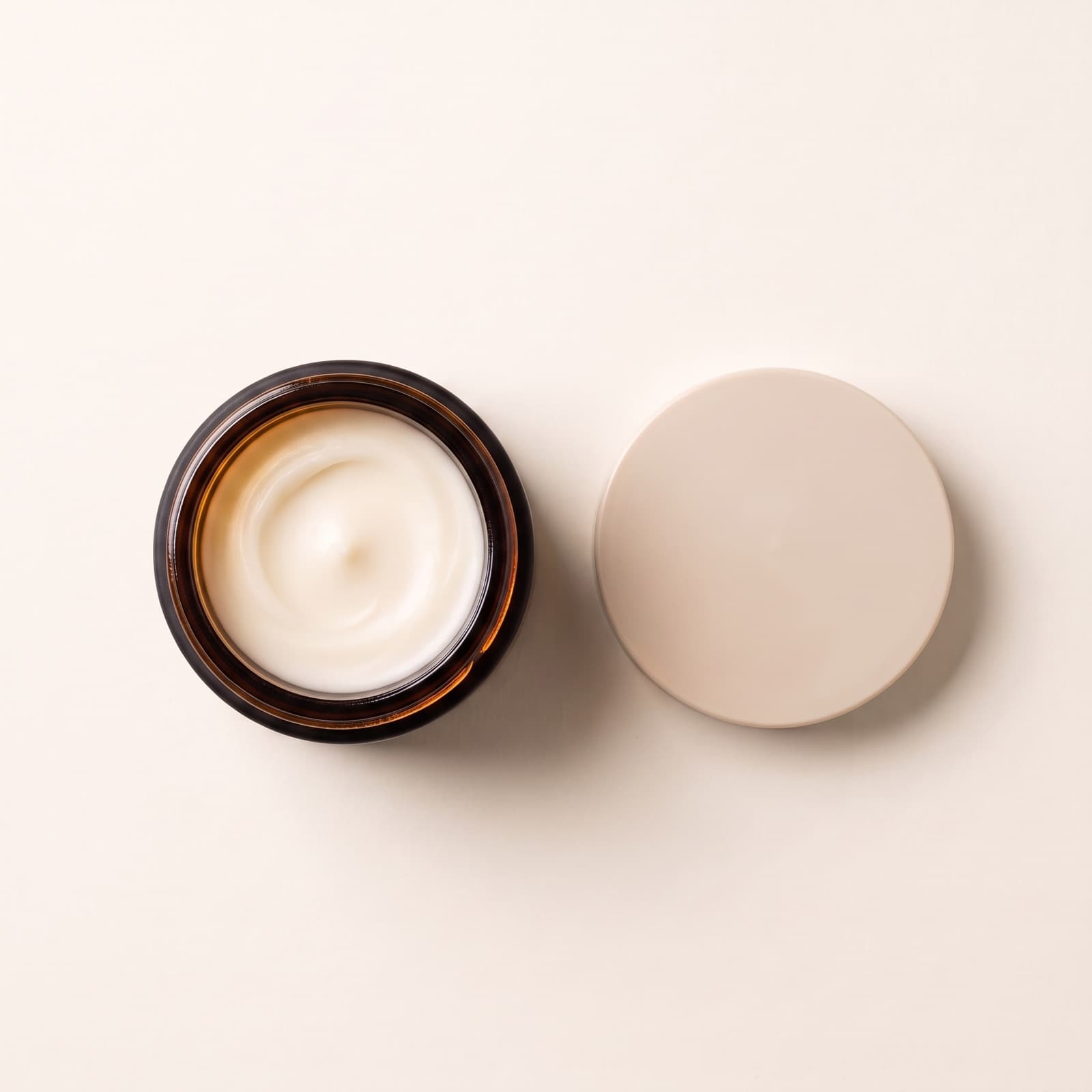 Open jar of whipped tallow balm from above